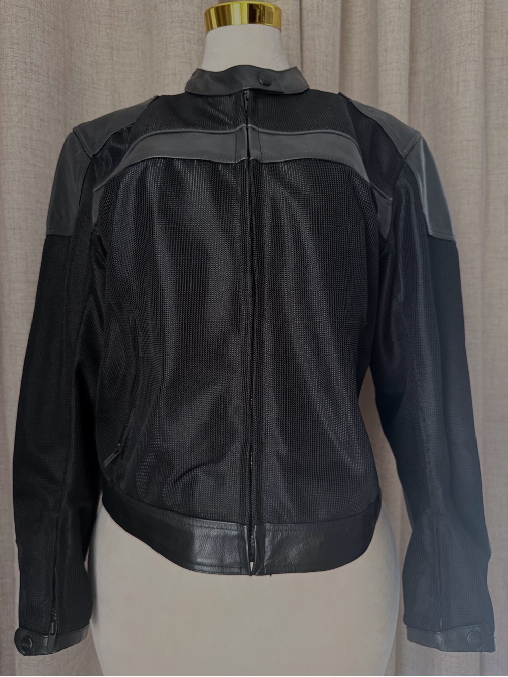 River Road Women’s Black Mesh Leather Motorcycle Riding Jacket Size M